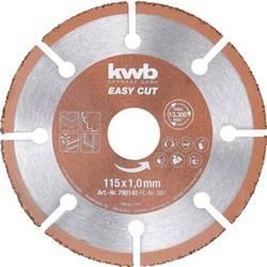 kwb 790140 Doorslijpschijf recht 115 mm 1 stuk(s) Hout, Kunststof, Koper
