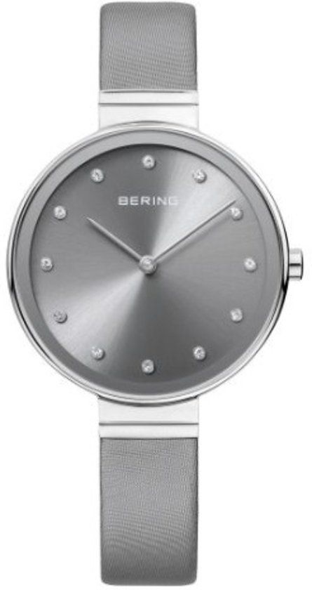 Bering 12034-609 - Horloge - Satijn/leer - Zilverkleurig - Ø 34 mm