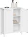 VASAGLE Armoire de salle de bain, armoire de salle de bain autoportante, meuble de rangement avec 2 portes et 2 étagères réglables, blanc