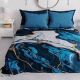 PETTI Artigiani Italiani Sprei voor eenpersoonsbed, lente en zomer, lichte deken, laken, nachtblauw marmer, 100% Made in Italy