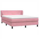 vidaXL Boxspring met matras fluweel roze 160 x 210 cm