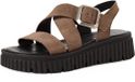 Tamaris Dames Sandalen 1-28705-44 Platte sandalen Sleehak Suède Bruin