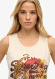 Superdry Vintage Logo Tokyo tanktop met ronde hals voor dames in pumice stone beige.