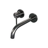 Brauer Gunmetal Edition Inbouw Wastafelmengkraan met Gebogen Uitloop en Rozetten Model A2 Gunmetal Geborsteld PVD