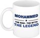 Bellatio Decorations Mohammed cadeau mok - man myth legend - naam koffiemok / beker - wit en blauw - 300 ml - verjaardag
