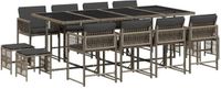 vidaXL 13-delige Tuinset met kussens, grijs, polyrotan