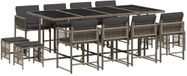 vidaXL 13-delige Tuinset met kussens, grijs, polyrotan