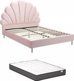 Vente-unique Bedframe fluweel roze 160 x 200 cm