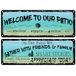 flinelife Welcome to Our Patio metalen bord, 16 x 6, buitendecoratie voor terras, veranda, zwembad, buitenmuurdecoratie
