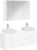 vidaXL Badkamermeubel Set 4 st Wit Bewerkt hout en glas