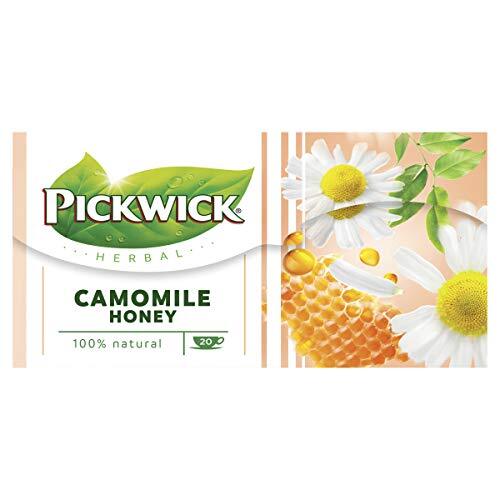 Pickwick Herbal Camomile Honey Kruidenthee met Kamille en Honing (80 Theezakjes, 100% Natuurlijk), Cafeïnevrij, 4 x 20 Zakjes