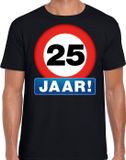 Bellatio Decorations Shoppartners Bv 25 jaar geworden - Stopbord - verjaardag t-shirt - zwart - heren - Happy Birthday - leeftijd thema kleding - cadeau artikel L