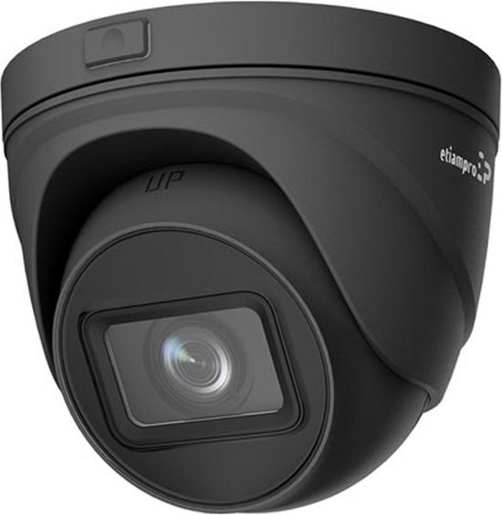 EtiamPro Dome IP-netwerkcamera, bewakingscamera, 4 MP, IR-leds, nachtzicht 30 m, varifocale lens, WDR-technologie, PoE-functie, app Guarding Vision, voor binnen en buiten, zwart