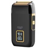 ADLER EUROPE AD 2947 Professioneel scheerapparaat met dubbele scheerkop, titaniumfolie, 3 snelheden 7500-8500 omw/min, LCD-display, USB-C, 1400 mAh lithium-ion batterij