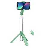 Celly, Universele selfiestick met Bluetooth, verstelbaar en draagbaar statief, geïntegreerd statief, compatibel met smartphones tot 7 inch, kleur groen