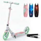 ALVIX Kinderstep roze, opvouwbare step voor kinderen met 200 mm LED-wielen, draagriem, in hoogte verstelbaar stuur, breed deck, vanaf 6 jaar, tot 100 kg