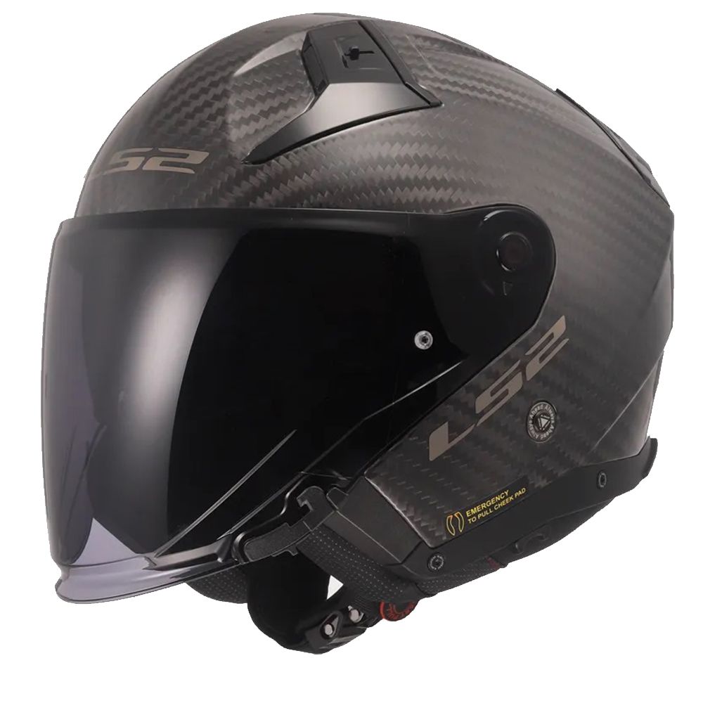 LS2 Motorcycle jet helmet INFINITY II gloss carbon, XS