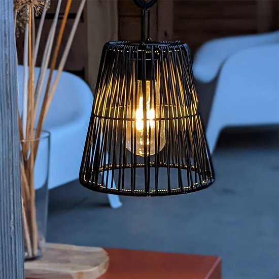 LedKoning Solar hanglamp/tafellamp buiten 'Firenze' met filament led lamp - Zwarte buitenlamp op zonne-energie