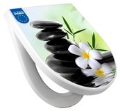 Markenlos Toiletzitting in D-vorm met softclose-functie - Toiletdeksel in wit met steen- en relaxmotief