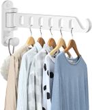 mizikuu Kapstok pliant, patère murale Crochet pliant Patère pivotante à 180° Barre à vêtements en aluminium Patère murale Barre de patère pour buanderie Chambre à coucher Salle de bain Balcon, Blanc
