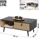 Urban Living Stadsleven VERFRAAIDE SALONTAFEL MET HANDVATTEN MET LEDEREFFECT 100X50XH40CM