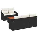 vidaXL Tuinbank, 4-zits, Zwart en Wit, Polyrattan