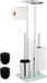 Merkloos Relaxdays Toiletaccessoireset van roestvrij staal, staande toiletpapierhouder met plank, toiletborstel, 66 x 24 x 18 cm (h x b x d), zilver