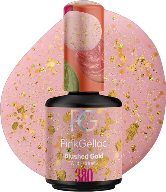 Pink Gellac 380 Blushed Gold 15ml Gel Nagellak met Gouden Shimmer