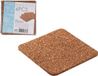 Merkloos Glazen onderzetters - 6 stuks - Kurk - Vierkant - 9,5 cm