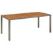 Table de jardin avec plateau en bois 190x90x75 cm poly rotin gris