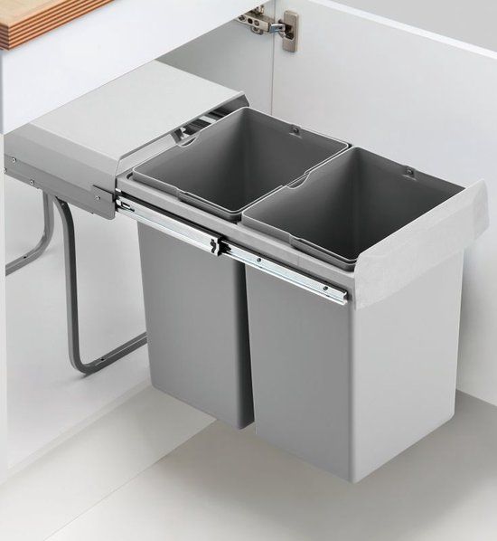 Wesco Double Deluxe Inbouw Prullenbak - 30 l - Grijs