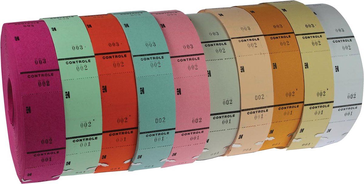 Merkloos / Sans marque Ticketrollen geassorteerde kleuren 10 stuks