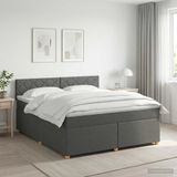 vidaXL Boxspringbed met matras, donkergrijs, 160 x 200 cm, stof
