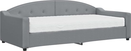vidaXL Slaapbank met matras 90x200 cm stof lichtgrijs