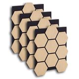 Homestyle4u panneau acoustique - 4 pièces - naturel - hexagone