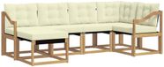 vidaXL Hoek loungeset 6-delig Wit en crèmekleurig Acacia hout