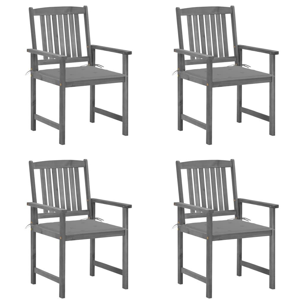 VidaXL Tuinstoelen 4 stuks met kussens massief acaciahout grijs