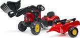 Falk Trekker met frontlader en aanhanger, rood, met turbocompressor, geschikt voor kinderen van 2 tot 5 jaar