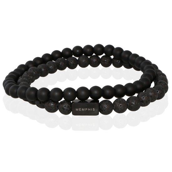 Memphis DUO Kralenarmbanden set Double Black-21cm