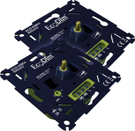 EcoDim led wisseldimmers 0-250W, ECO-DIM.11, inbouw, kleine inbouwdiepte, voor wisselschakeling met >2 dimmers, duopak