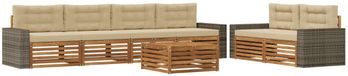 vidaXL - Buiten - bank - set - 7 - st - Natuurlijk - en - Beige - Polyester