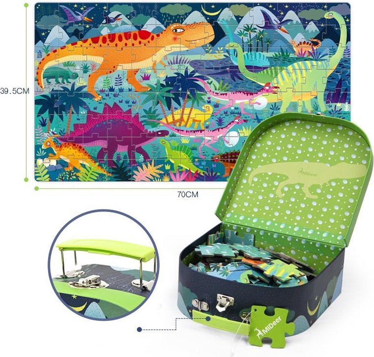 MiDeer - De Dinosauriërs - 100 grote stukjes in mooie doos - Kinderpuzzel - Educatief speelgoed voor kinderen - Puzzel voor peuters en kleuters vanaf 3 jaar