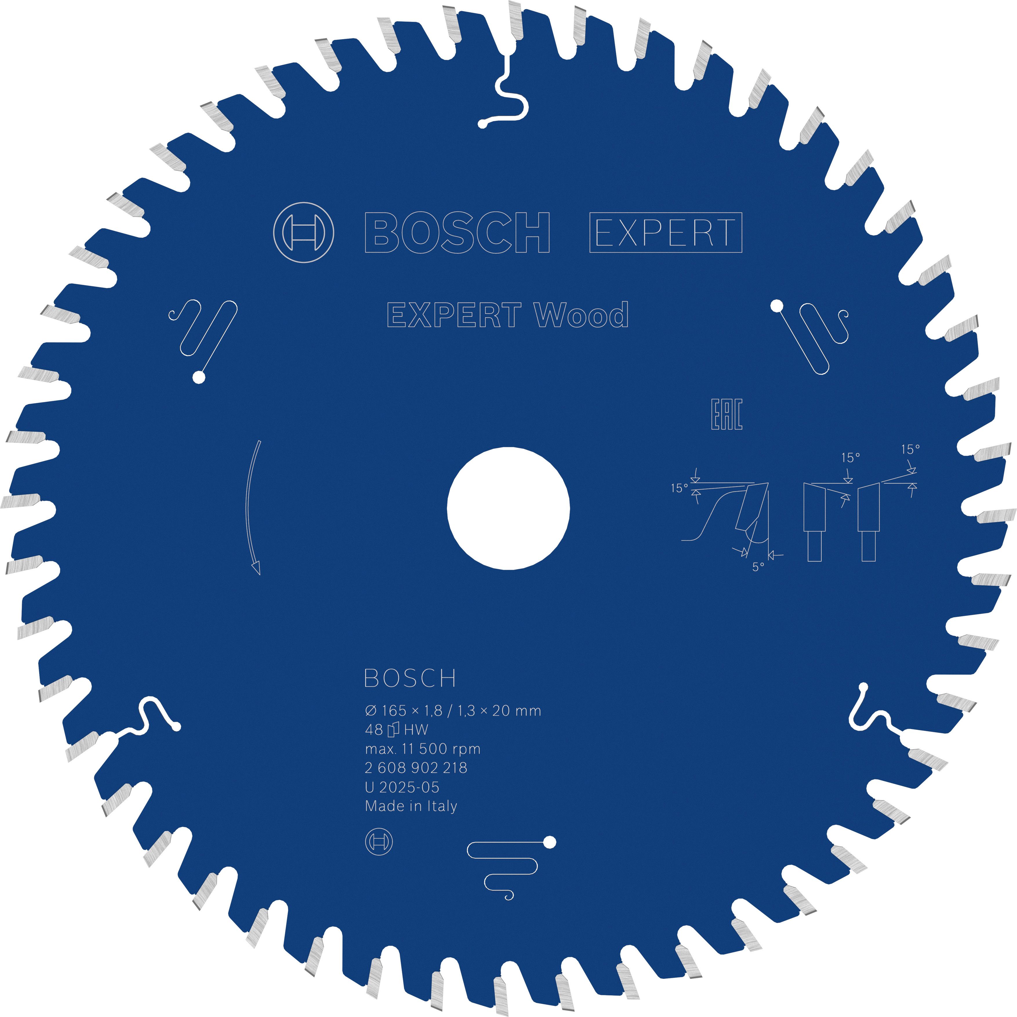 Bosch 1x EXPERT Wood corded cirkelzaagblad voor handcirkelzaag (voor Zachthout, Hardhout, Ø mm, Professional Accessoires Handcirkelzagen met snoer)
