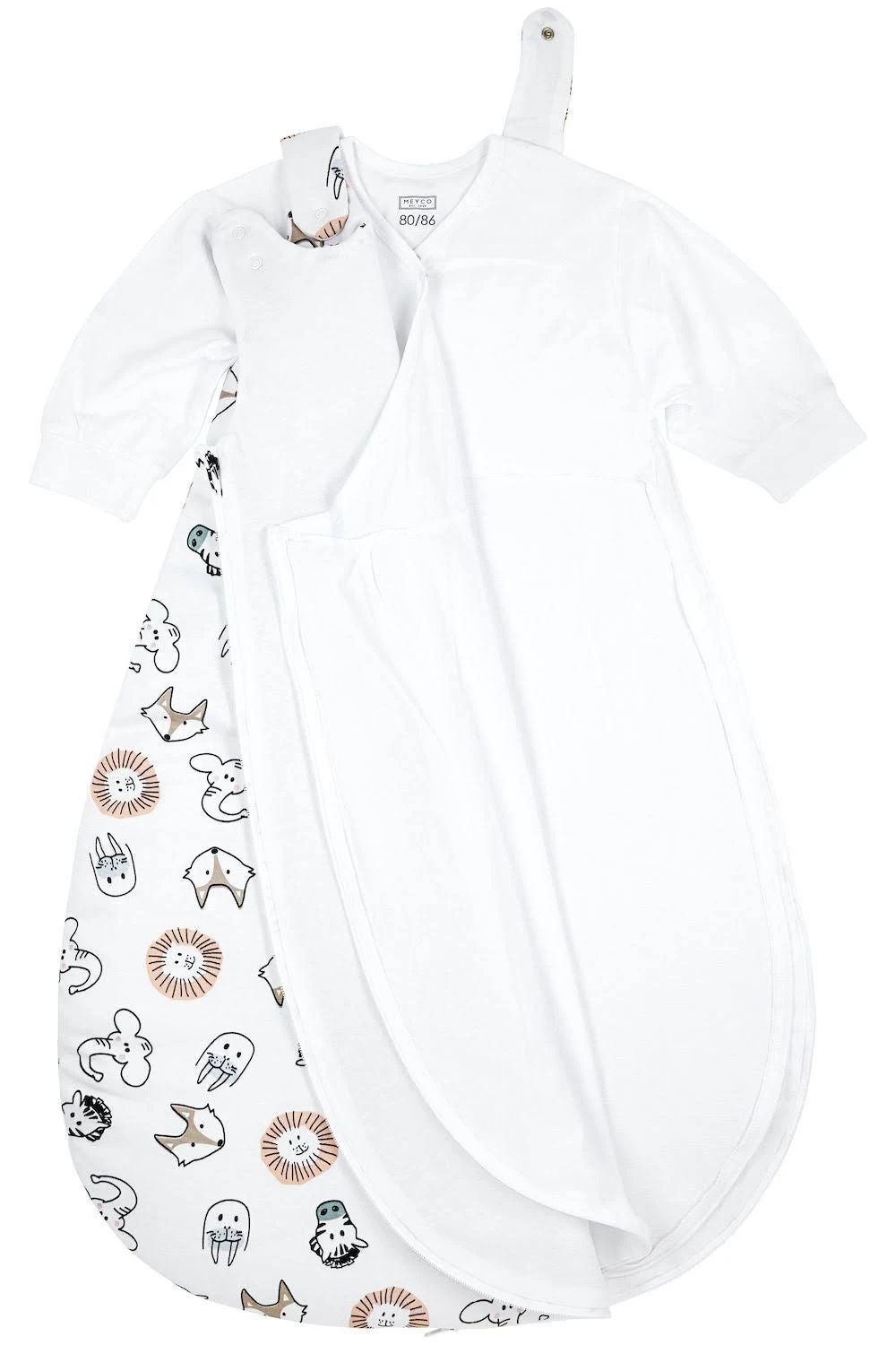 Meyco Gevoerde 2-Delige Baby Slaapzak Animal - Wit/Bruin/Zwart