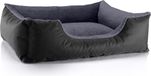 BedDog® hondenmand TEDDY, vierkant hondenkussen, grote hondenbed, hondensofa, hondenhuis, met afneembare hoez, wasbaar, L, zwart/grijs