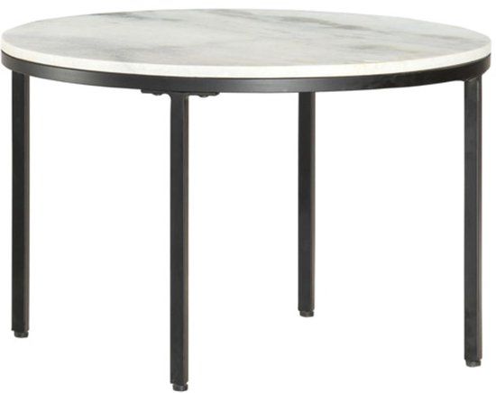 vidaXL Salontafel Ø65 cm Echt Massief Marmer Wit en Zwart