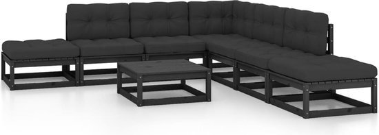 vidaXL 8-delige Loungeset met kussens massief grenenhout