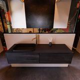 Mondiaz ERIN 150cm badmeubelset Dark brown met 2 lades en Urban wastafel links