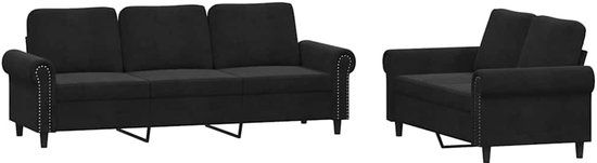 vidaXL 2-delige Loungeset met kussens fluweel zwart