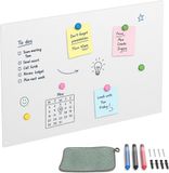 Relaxdays Magnetbord - 50x30 cm - Wit - Staal